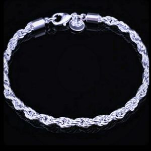 Silver twisted rope bracelet